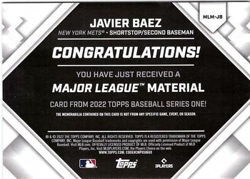2022 Topps - Major League Material Relics (Series One) #MLM-JB Javier Baez Back