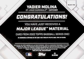 2022 Topps - Major League Material Relics (Series One) #MLM-YM Yadier Molina Back