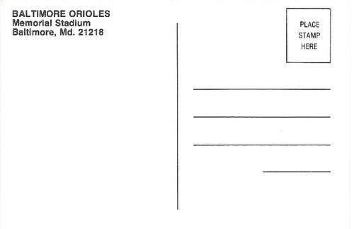 1985 Baltimore Orioles Postcards #NNO Tippy Martinez Back