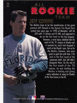 1993 Ultra - All-Rookies #2 Jeff Conine Back