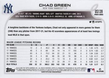 2022 Topps Update #US139 Chad Green Back