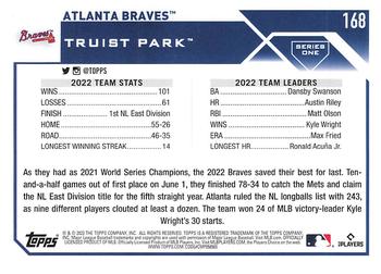 2023 Topps #168 Atlanta Braves Back
