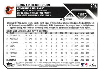 2023 Topps #206 Gunnar Henderson Back