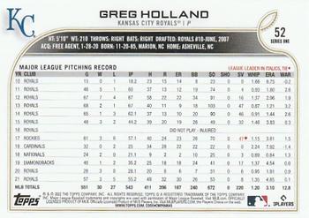 2022 Topps - Gold Foil #52 Greg Holland  Back