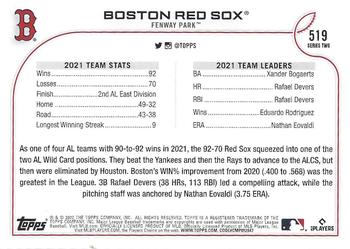 2022 Topps - Gold Foil #519 Boston Red Sox Back