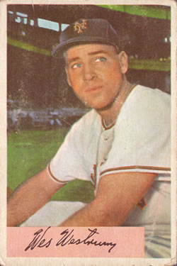 1954 Bowman #25 Wes Westrum Front