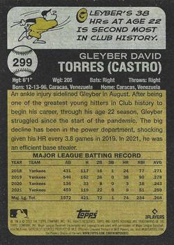 2022 Topps Heritage - Chrome Purple Refractor #299 Gleyber Torres Back