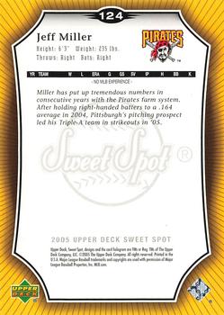 2005 Upper Deck Update - 2005 Upper Deck Sweet Spot Update Platinum #124 Jeff Miller Back