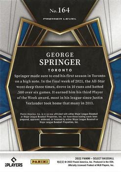 2022 Panini Select #164 George Springer Back