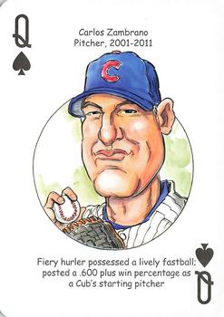 2012 Hero Decks Chicago Cubs Baseball Heroes Playing Cards #Q♠ Carlos Zambrano Front