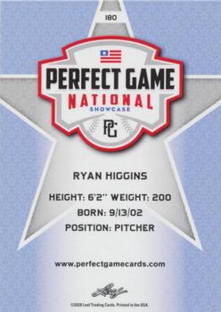 2020 Leaf Perfect Game National Showcase - Base Common #180 Ryan Higgins Back