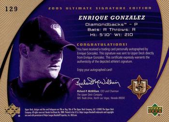 2005 Upper Deck Update - 2005 UD Ultimate Signature Edition Update #129 Enrique Gonzalez Back