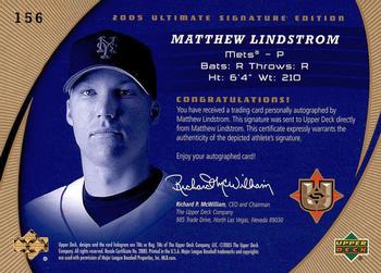 2005 Upper Deck Update - 2005 UD Ultimate Signature Edition Update #156 Matt Lindstrom Back