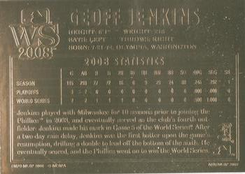2008 Danbury Mint Philadelphia Phillies 2008 World Series Champions 22kt Gold #NNO Geoff Jenkins Back