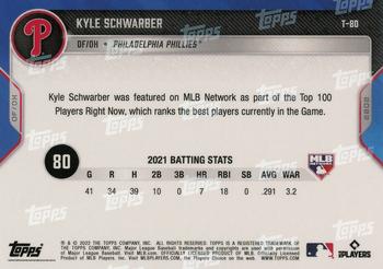 2022 Topps Now MLB Network's Top 100 #T-80 Kyle Schwarber Back