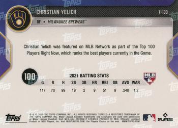 2022 Topps Now MLB Network's Top 100 #T-100 Christian Yelich Back