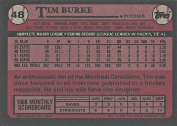 2017 Topps - Rediscover Topps 1989 Topps Stamped Buybacks Bronze #48 Tim Burke Back