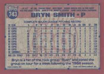 2017 Topps - Rediscover Topps 1991 Topps Stamped Buybacks Bronze #743 Bryn Smith Back