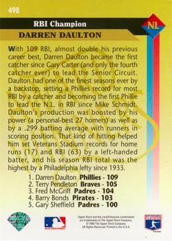 1993 Upper Deck #498 Darren Daulton Back