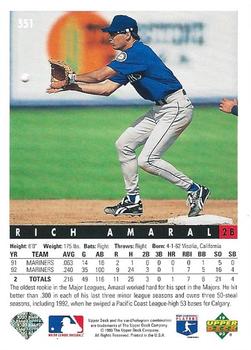 1993 Upper Deck #551 Rich Amaral Back