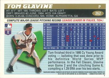 1996 Topps Team Topps Atlanta Braves #262 Tom Glavine Back