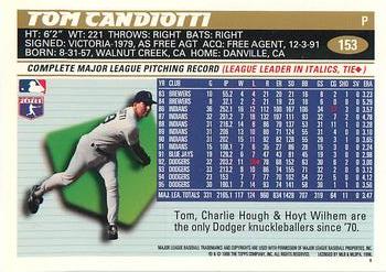 1996 Topps Team Topps Los Angeles Dodgers #153 Tom Candiotti Back