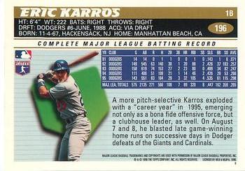 1996 Topps Team Topps Los Angeles Dodgers #196 Eric Karros Back