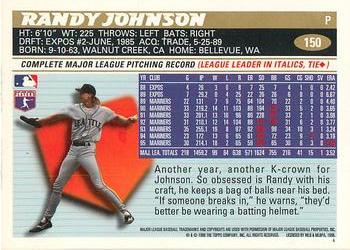 1996 Topps Team Topps Seattle Mariners #150 Randy Johnson Back