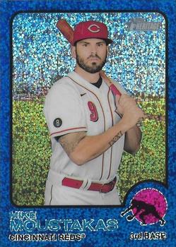 2022 Topps Heritage - Chrome Blue Sparkle #4 Mike Moustakas Front