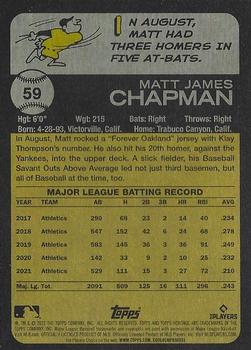 2022 Topps Heritage - Chrome Blue Sparkle #59 Matt Chapman Back