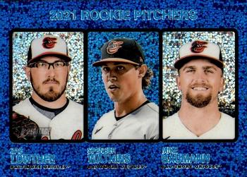 2022 Topps Heritage - Chrome Blue Sparkle #72 Zac Lowther / Mike Baumann / Spenser Watkins Front