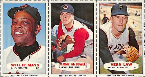 1966 Bazooka - Panels #16-18 Willie Mays / Sammy McDowell / Vern Law Front