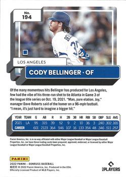 2022 Donruss - Holo Purple #194 Cody Bellinger Back