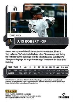 2022 Donruss - Career Stat Line #88 Luis Robert Back