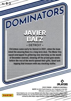 2022 Donruss - Dominators Diamond #D-3 Javier Baez Back