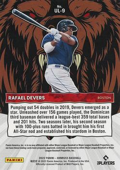 2022 Donruss - Unleashed Rapture #UL-9 Rafael Devers Back