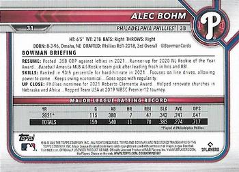 2022 Bowman - Purple #31 Alec Bohm Back