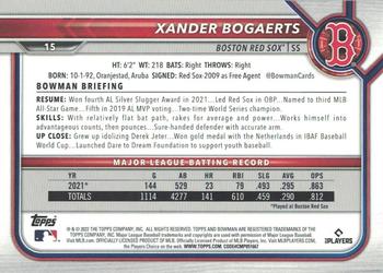 2022 Bowman - Blue #15 Xander Bogaerts Back