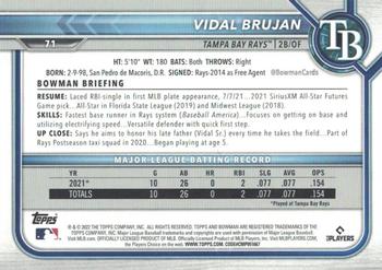 2022 Bowman - Blue #71 Vidal Brujan Back