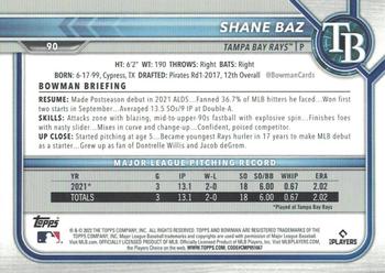 2022 Bowman - Blue #90 Shane Baz Back