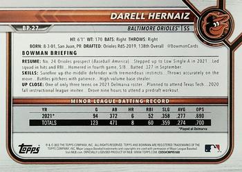 2022 Bowman - Prospects #BP-27 Darell Hernaiz Back