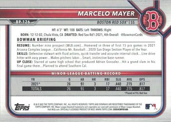 2022 Bowman - Prospects #BP-126 Marcelo Mayer Back