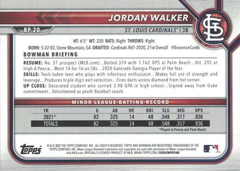 2022 Bowman - Prospects Platinum #BP-20 Jordan Walker Back