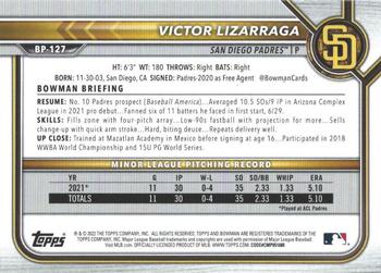 2022 Bowman - Prospects Platinum #BP-127 Victor Lizarraga Back