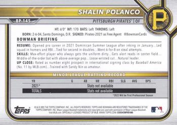 2022 Bowman - Prospects Platinum #BP-145 Shalin Polanco Back
