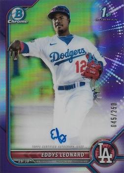 2022 Bowman - Chrome Prospect Autographs Purple Refractor #CPA-EL Eddys Leonard Front