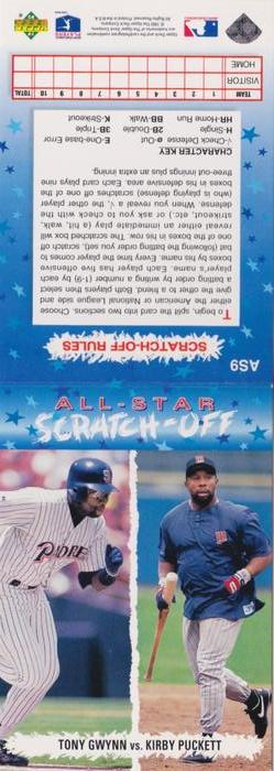 1993 Upper Deck Fun Pack - All-Star Scratch-Off #AS9 Tony Gwynn / Kirby Puckett Front