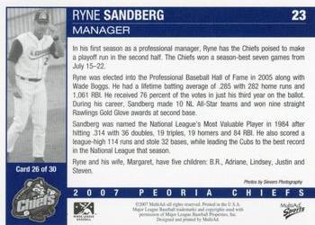 2007 MultiAd Peoria Chiefs Update #26 Ryne Sandberg Back