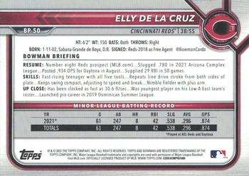 2022 Bowman - Prospects Purple Pattern #BP-50 Elly De La Cruz Back