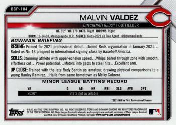 2021 Bowman Chrome Sapphire Edition - Prospects #BCP-184 Malvin Valdez Back